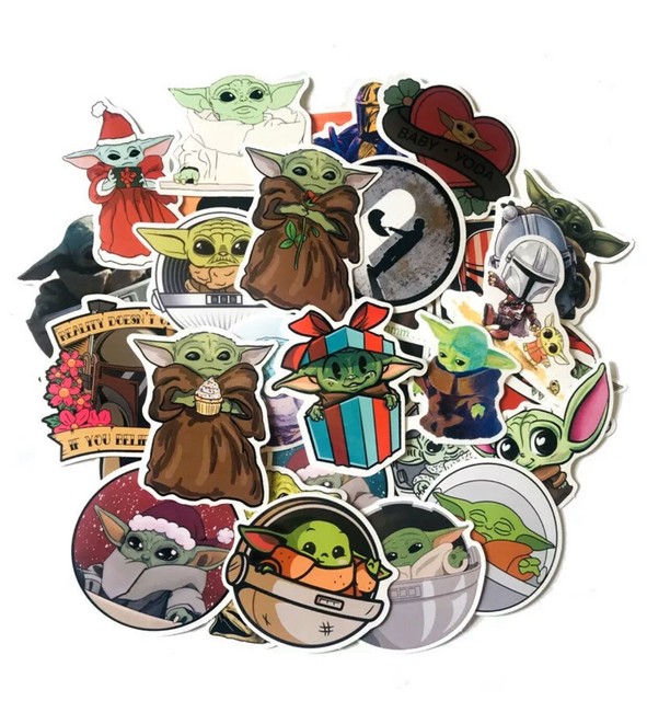 Download Baby Yoda Star Wars 50 Decal Stickers Lot 1-3" Vinyl Luggage US Seller | eBay