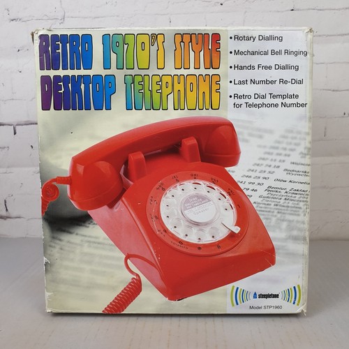 Telefono fisso da scrivania retro Steepletone ROSSO riproduzione quadrante rotante modello STP1960 - Foto 17 di 22