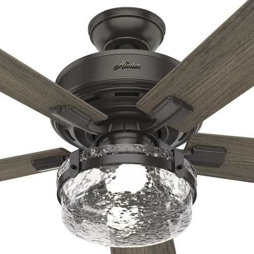 52" Noble Bronze Industrial Farmhouse Indoor Clear Glass Bowl LED Ceiling Fan