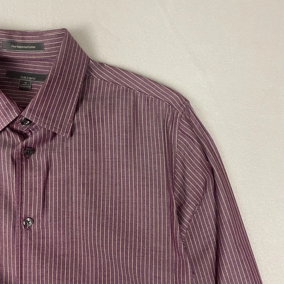 Vintage Cezani Mens Long Sleeve Button Down Dress Shirt Size Medium Striped - Image 4 of 4