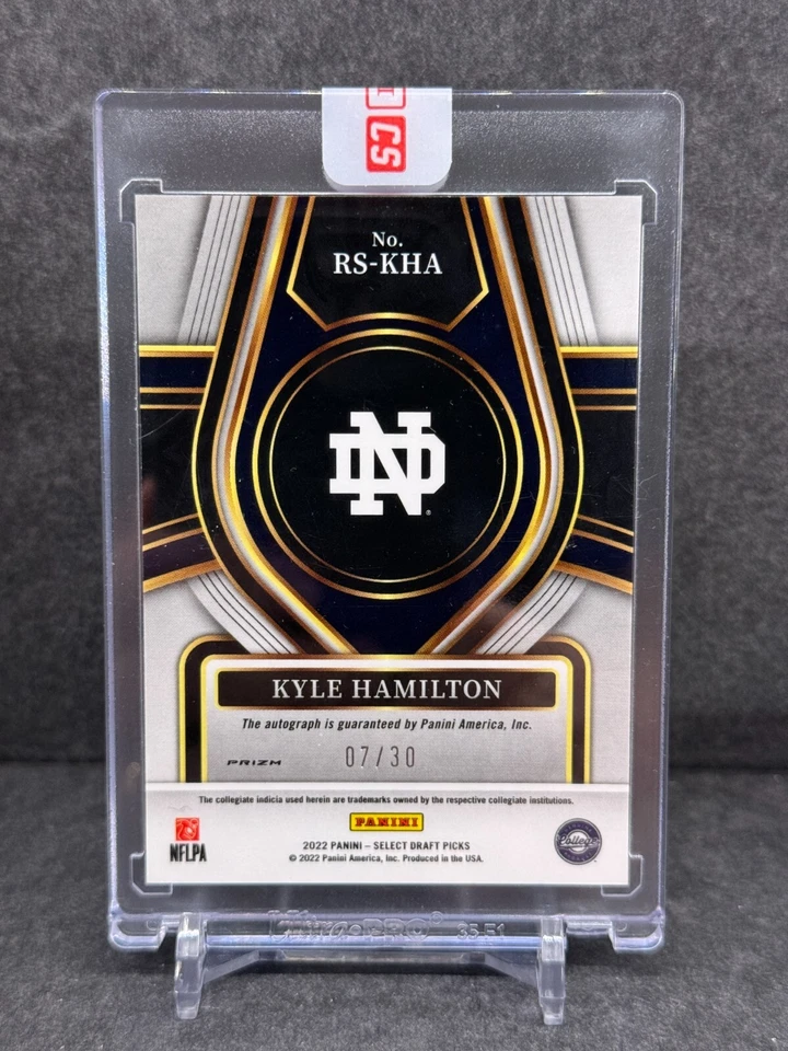 Kyle Hamilton 2022 Select Draft Picks Rookie Signatures Orange Pulsar SSP RC /30 - Image 2 of 3