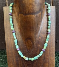 Sterling Silver Turquoise Nuggets Multi Stone Bead Necklace. 18 inch