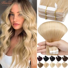 HAIRRO * Premium 7A Tape In 100% Real Remy Human Hair Extensions Seamless Blonde