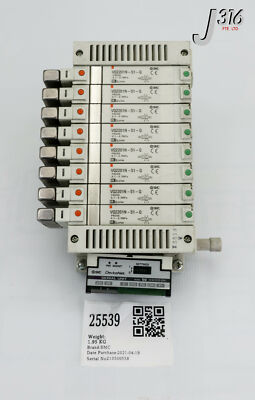 25539 SMC 8 Schlitz Solenoid Manifold W/8X VQ2201N-51-Q EX120-SDN1-X2