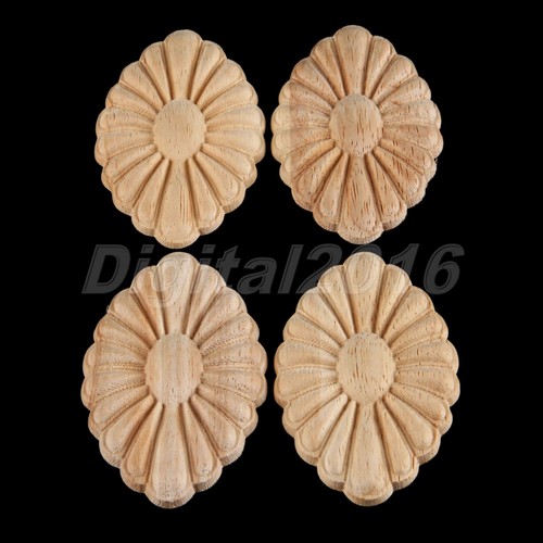 Wood Carved Square Applique Onlay Wall Working Frame Flower Decal European Style - Picture 14 of 14