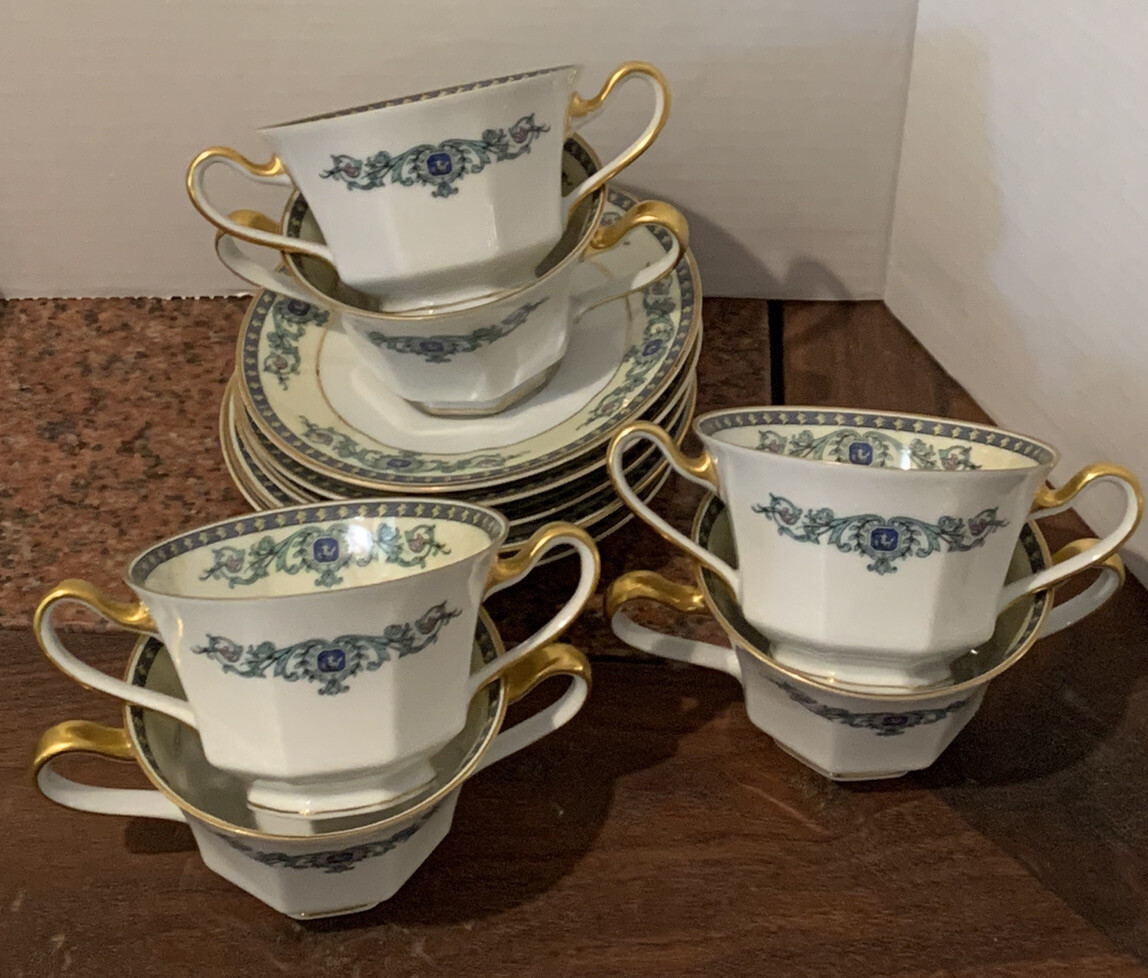 Soup Bowls 11pc Bavaria Tirschenreuth Oxford 4389 6 Cups 5 Saucers