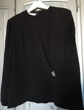 Pierre Cardin Vintage Elegant Black Rhinestone Crepe Blouse Size 48