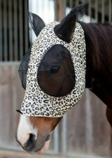 Horse Fly Mask w Ears CHEETAH Print Stretch Lycra Slip on Comfortable Protection