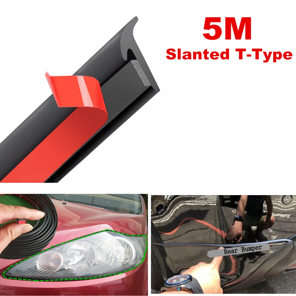 Kit de acabamento de corpo labial 5M tipo T faixa de vedação de borracha preta parachoque frontal - Imagem 2 de 4