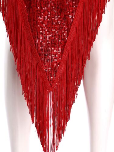 iEFiEL Damen Latein Tanzkleid Salsa Tango Pailletten Fransenkleid Glitzer Kleid - Bild 58 von 72