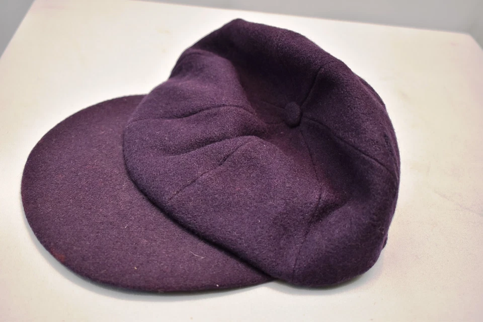 Vintage Wool Cricket Cap Purple Sports Headwear Size 7 1/8 Circa 1930s - Image 2 of 4