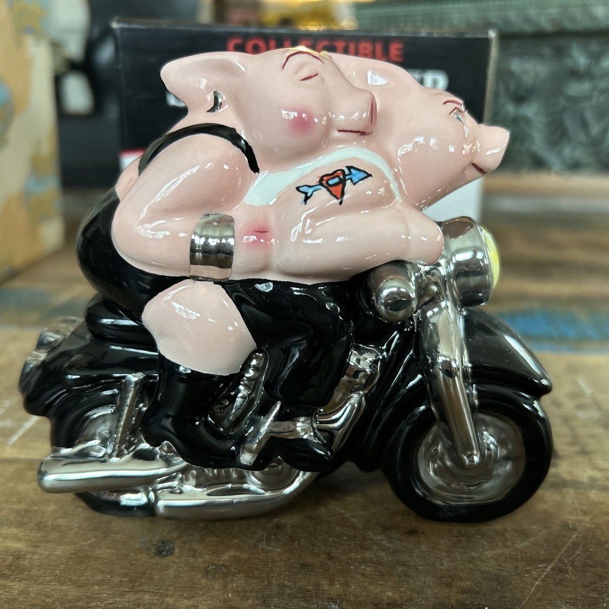 Motorcycle Biker Hogs Salt & Pepper Shakers # 7326 by Clay