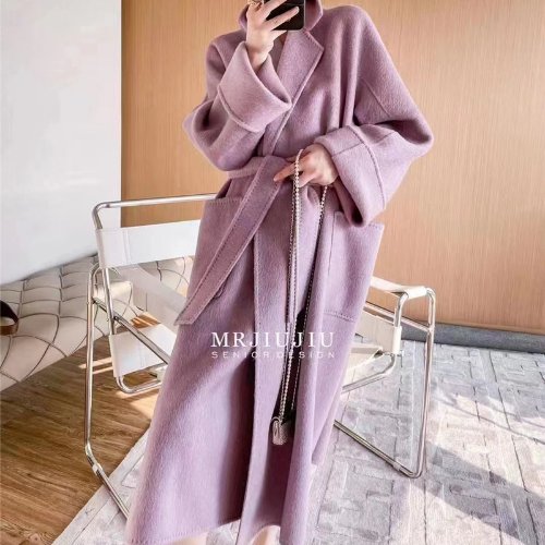 High-End Trenchcoat Damen Maulbeerseide langer Mantel doppelseitig Wolljacken - Bild 2 von 36
