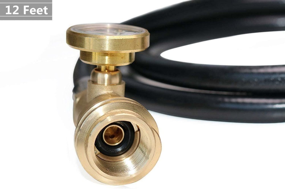 12 Ft Propane Tank Extension Gauge Adapter hose for RV, Gas Grill, Stove, Heater