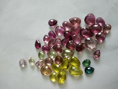 Multi Tourmaline Mix Faceted Shapes 42 Piece Natural Gemstone 45 Cts App Lot 