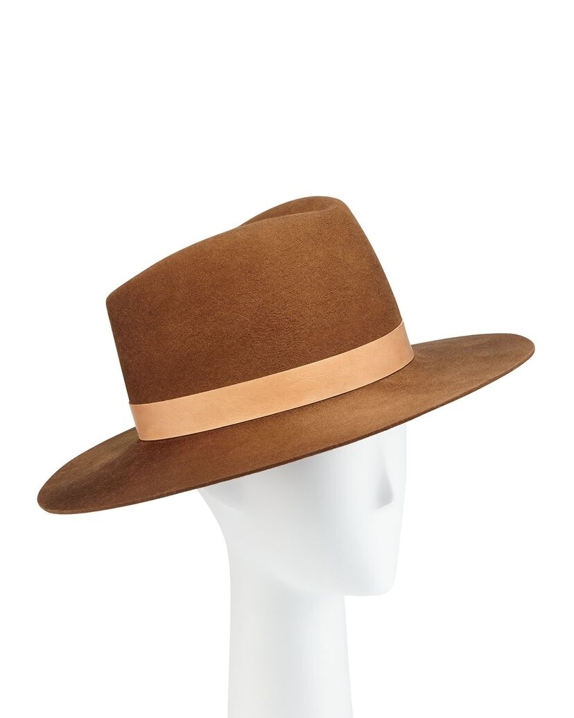Brown wool hat from Janessa Leone size medium. Janessa Leone Alara Hat Brown JLFW1601 - Free Shipping at  main image 4