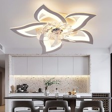  Low-Profile Ceiling Fan Light for Bedroom and Kitchen 6 Speeds W/Remote Control