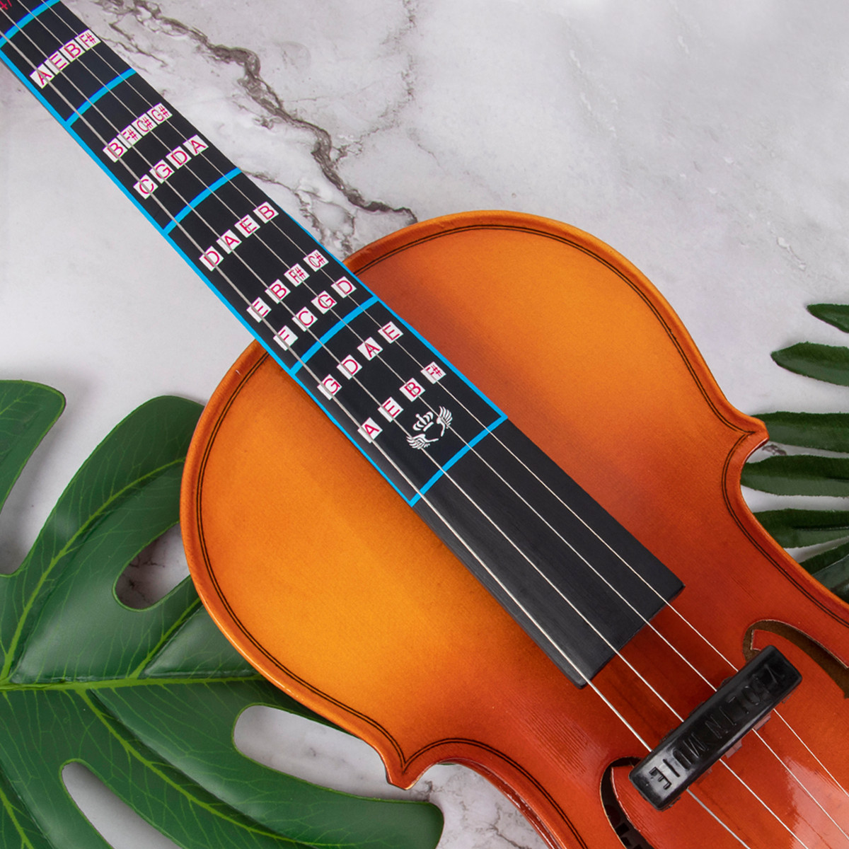 Violin Finger Guide and Rubber Mute Pack 4/4 Violin Notes Sticker Guide