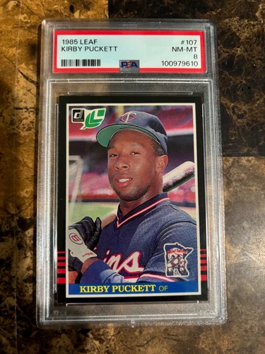 1985 LEAF BASEBALL #107 KIRBY PUCKETT ROOKIE PSA 8 NM-MT
