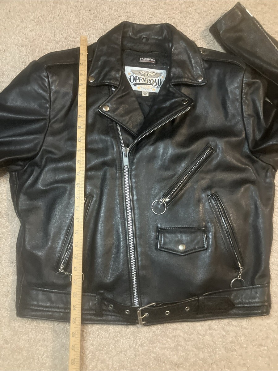 WILSONS OPEN ROAD GENUINE LEATHER MOTORCYCLE JACKET MENS SIZE 46