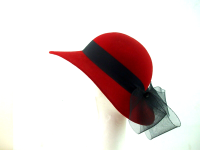 Vintage Doeskin Felt RED Hat Geo. W Bollman & Co 100% Wool  display picture 2