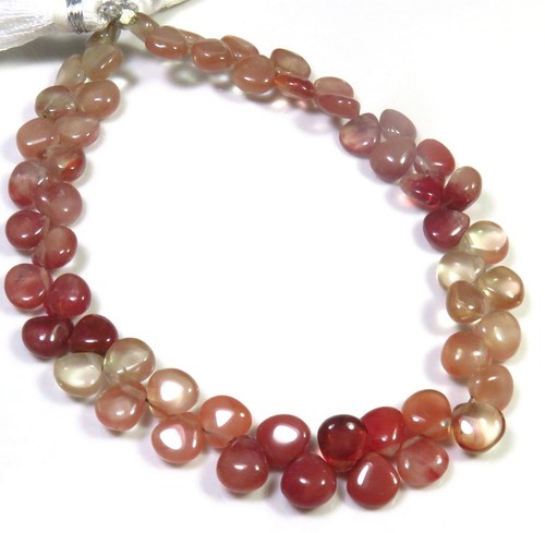 Labradorite Smooth Heart Gemstone 8"Strand Natural Andesine Red Beads DIY LC-981 - Picture 2 of 6