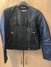 Rrp £190 Black Leather Jacket With Ponte Sleeve - Jo By Joanna Hope - Size 10