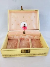 Vintage 1940s THORENS PINK Dancing Ballerina MUSIC JEWELRY Box Switzerland VGC