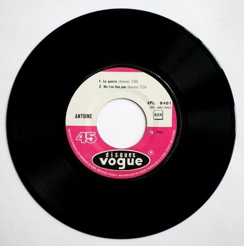 NM ANTOINE La guerre freakbeat french 1965 BIEM vogue EPL 8401 EP TAG LANGUETTE - Picture 3 of 3