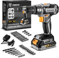 Power Drill Cordless: DEKO PRO Cordless Drill 20V Electric Power Drill Set To...