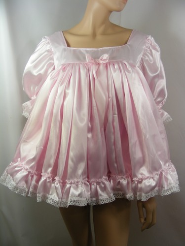 sissy ADULT baby PINK SATIN LACE dress PLUS SIZES AVAILABLE - Picture 4 of 11