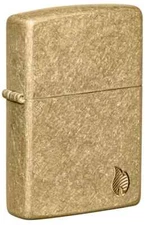 Zippo 46398, Flame Design Armor Lighter, Tumbled Brass Finish, NEW