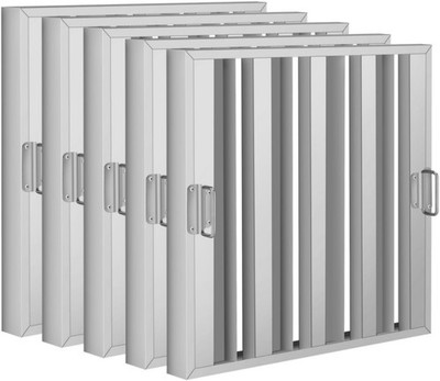 5Packs 15.5/19.5/24.5H Commercial Exhaust Hood Grease Filters 5-Grooves Baffles
