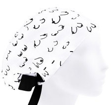 Boobs Surgical Scrub Hat for Surgeon or Nurse, Womens Breast Plastic Surgery Cap