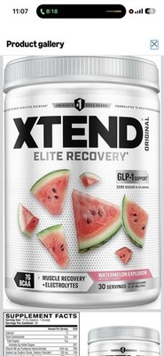 XTEND ORIGINAL Elite Recovery Muscle BCAA 7g Blue Watermelon 30 SERVING Exp 2/28