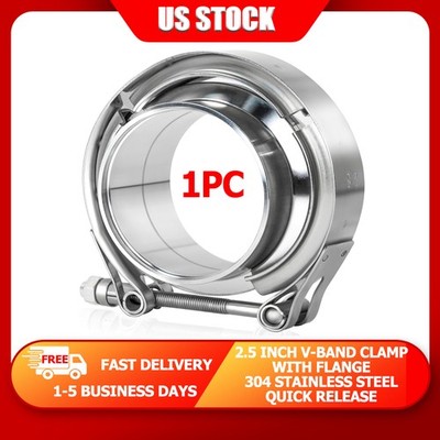 304 SS 2.5Inch V-Band Clamp Male-Female Flange Quick Release Stainless Steel US