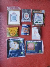 Vintage Needlepoint Crewel Cross Stitch Kit Lot of 8 NOS Cottage 80s 90s Floral
