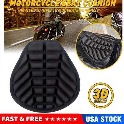 Black Lycra Comfort Gel Seat Cushion Cover Shock Absorb Pad Fits For Motorcycle