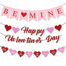 Valentines Day Decorations Set with BE Mine Banner,Happy Red