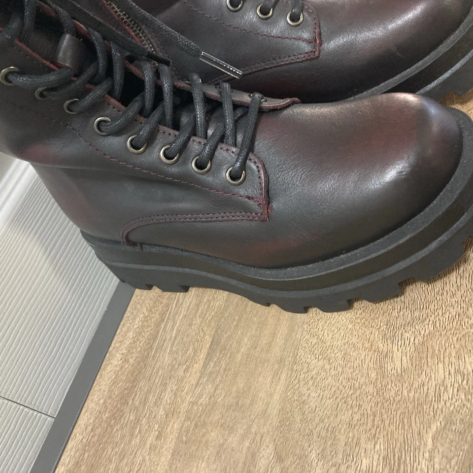 Botas de Combate Dingo Mad Maxine Para Mujer Talla 6.5 M Cuero Vino Tinto Foto 4 de 4