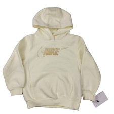 Nike Hoodie Girls Medium 5-6 Years Coconut Milk Pullover Swoosh Logo New 1141 