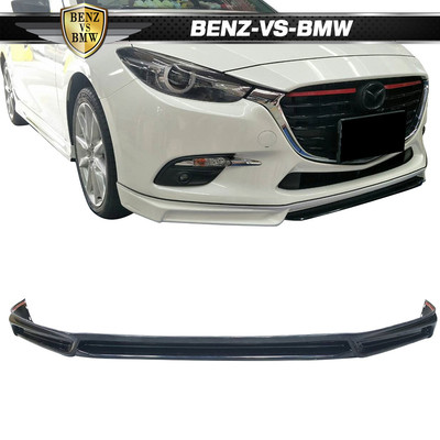 Fits 17-18 Mazda 3 5Dr MK Style ABS Plastic Unpainted Black Front Bumper Lip