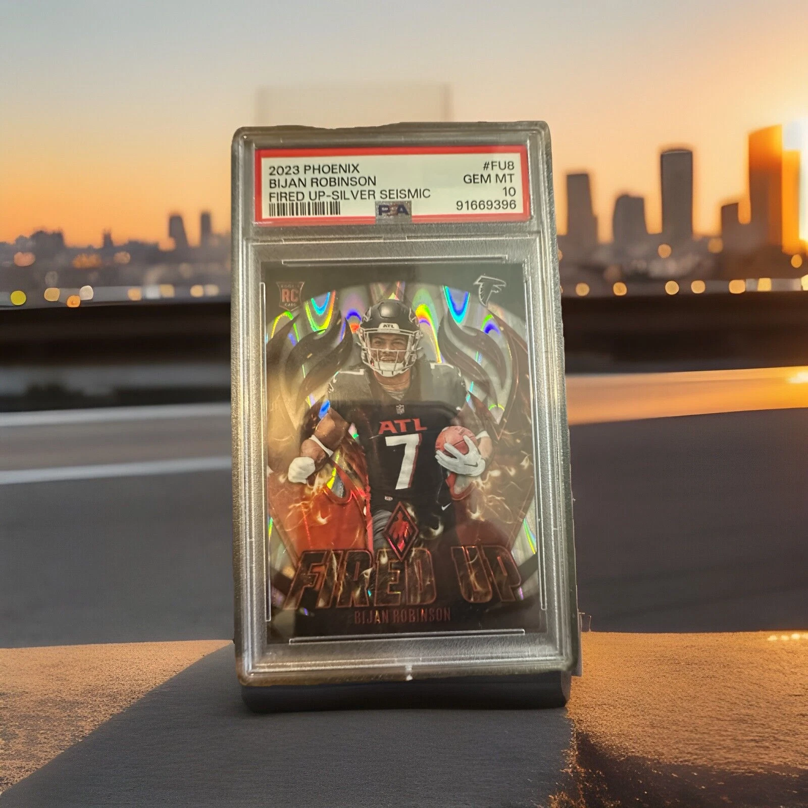 Bijan Robinson Panini Phoenix Fired Up #FU8 Silver Seismic