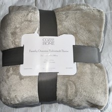 Cozee Home xl Bedspread/ Throw/blanket Taupe family oversize velvet soft 