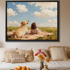 Oil Painting Labrador Framed Canvas Print Dog Artwork Nature Wall Art Decor