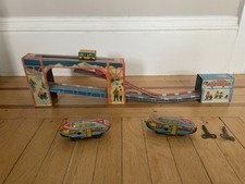 Vintage Soviet USSR Tin Wind-Up Toy Mountain Ski Run With Original Box c. 1970s