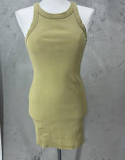 Reformation Dress Medium Green Loretta Ribbed Body-Con Mini Tank Casual Travel