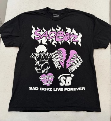 Sad Boyz T Shirt Mens Sz XL Black/Pink Sad Boyz Live Forever Double Sided Emo