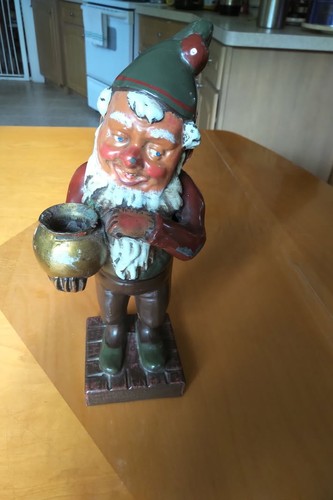 Vintage garden gnome cast metal outdoor indoor decor
