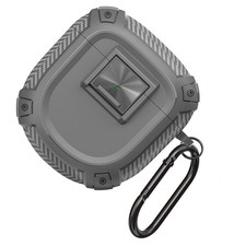 Grey Shockproof Case Cover w/ Carabiner For Bose QuietComfort Earbuds II/Ultra q